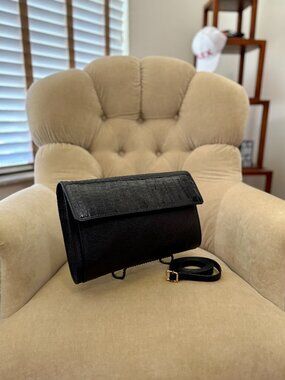 VTG Auth DONNA ELISSA Genuine Crocodile Large Convertible Shoulder Clutch Bag